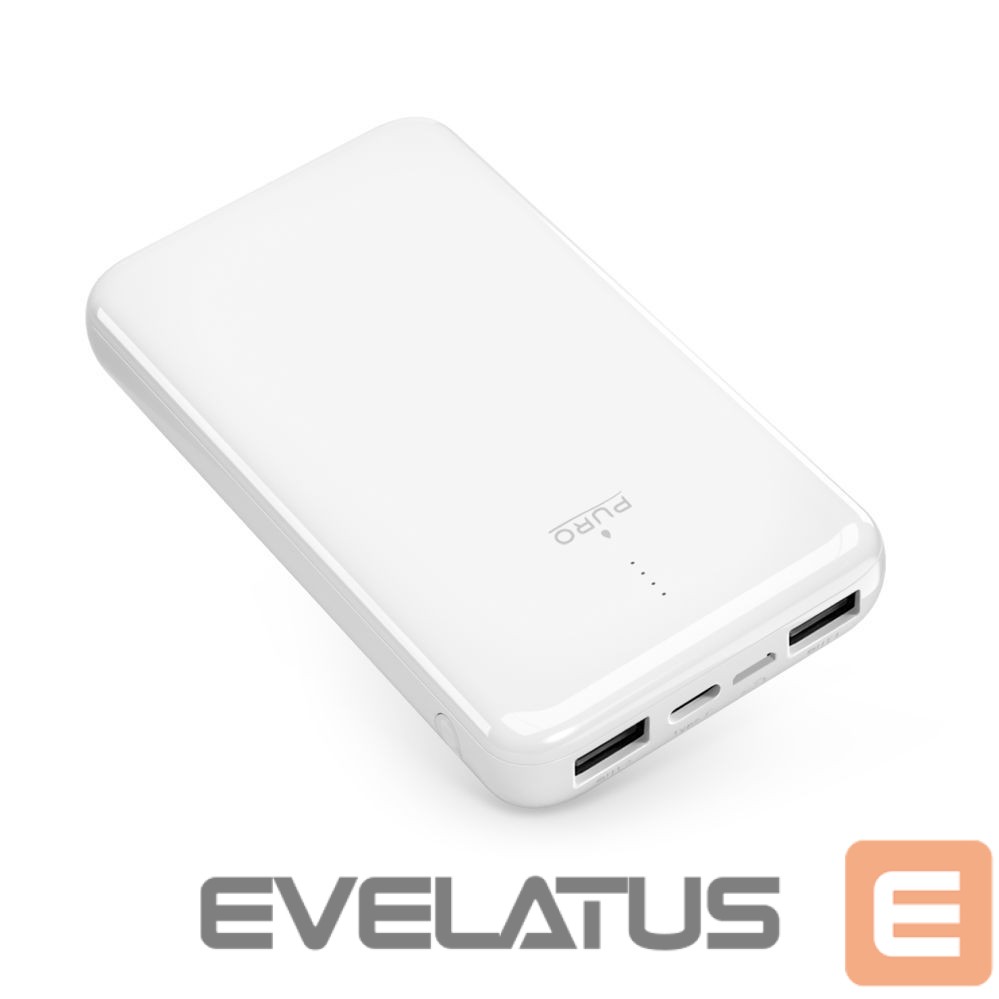 Ārējais akumulators Puro Elektrik Powerbank Puro White 10000mAh 12W 2xUSB-A + USB-C - white
