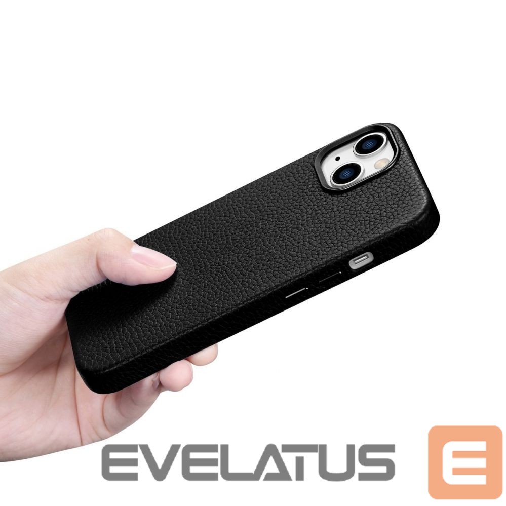 Tagakaaned iCarer iCarer Litchi Premium Leather Case iPhone 14 Plus Magnetic Leather Case with MagSafe Black (WMI14220711-BK)