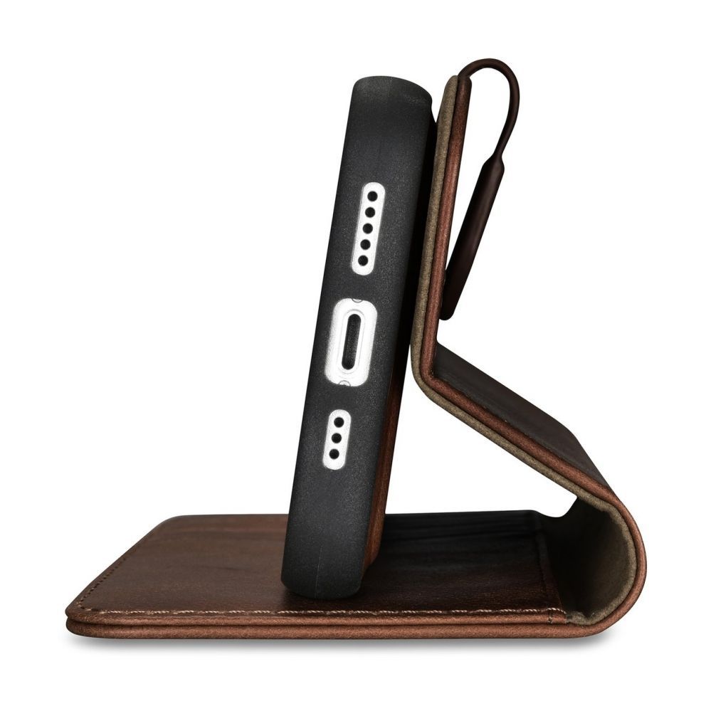 Aizmugurējais vāciņš iCarer iCarer Oil Wax Wallet Case 2in1 Case iPhone 14 Leather Flip Cover Anti-RFID Brown (WMI14220721-BN)