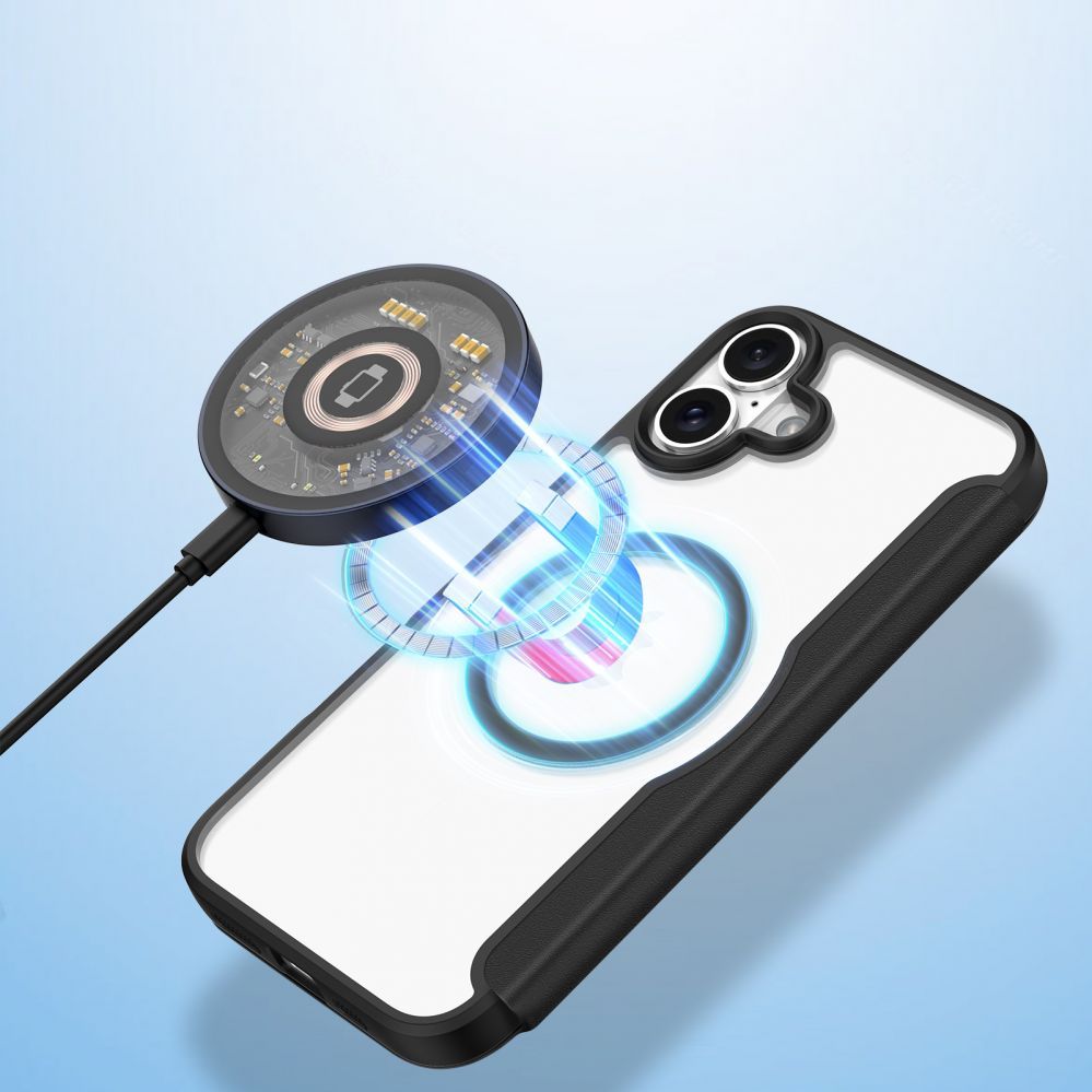 Tagakaaned Dux Ducis Dux Ducis Skin X Pro iPhone 16 Case with MagSafe and Flip Cover - Black