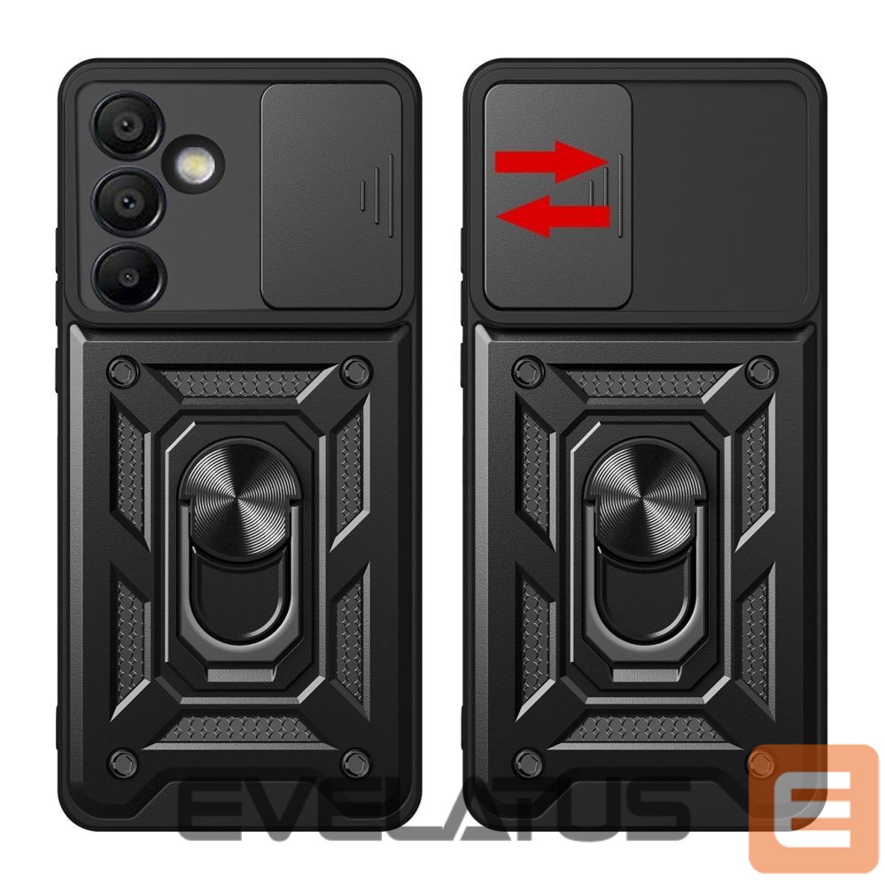 Aizmugurējais vāciņš Hurtel Hybrid Armor Camshield with Stand and Camera Cover for Samsung Galaxy A56 - Black