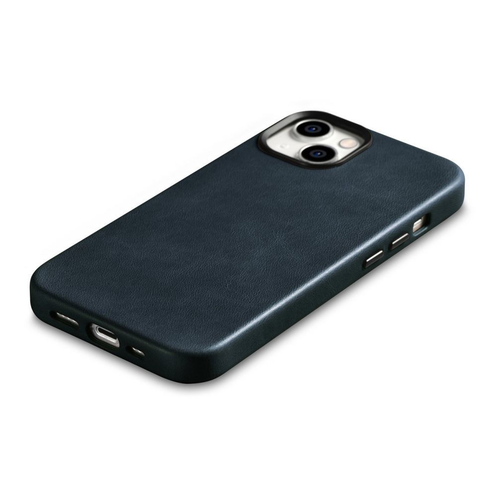 Tagakaaned iCarer iCarer Oil Wax Premium Leather Case iPhone 14 Magnetic Leather Case with MagSafe Dark Blue (WMI14220701-BU)
