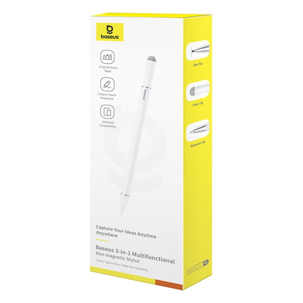 Stylus Baseus Baseus Smooth Writing III 3in1 Passive Stylus - Non-magnetic Version - White