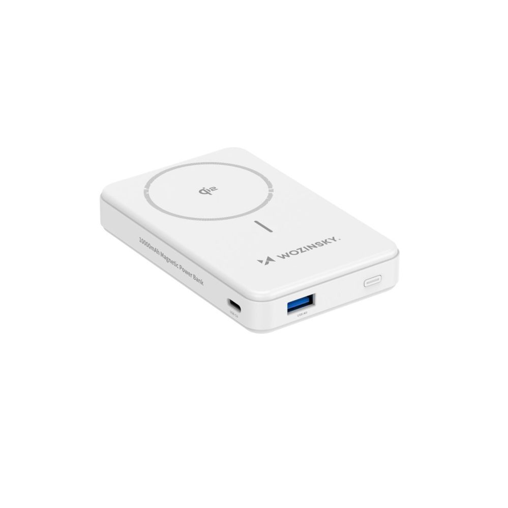 Väline aku Wozinsky Powerbank Wozinsky WLWP-10KA0Y3WS 22.5W PD Qi2 10000 mAh, with stand, 1x USB-A, 1x USB-C - white