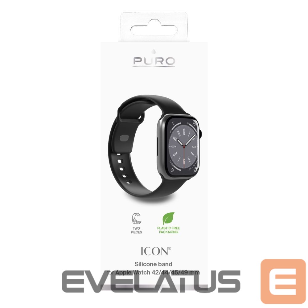 Strap Puro Puro Icon Silicone Strap for Apple Watch 42 / 44 / 45 / 49 mm - Black (2 pcs.)