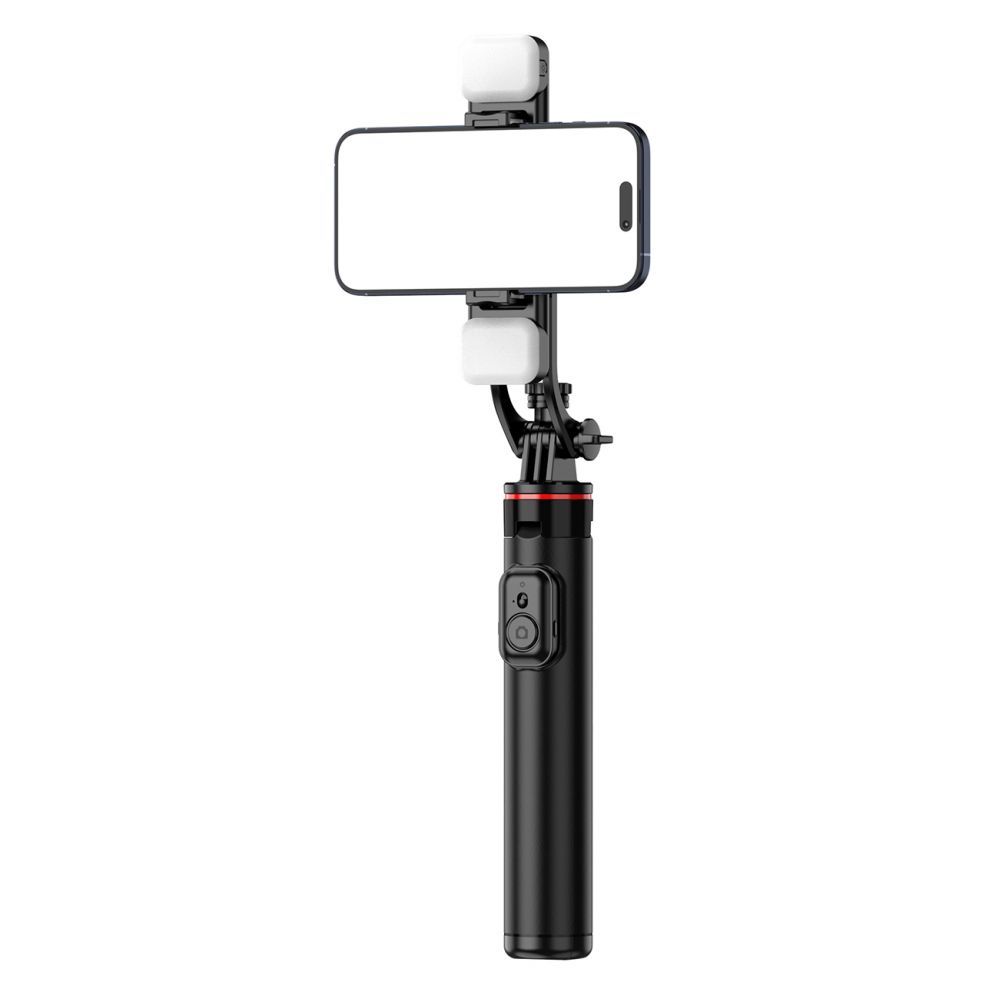 Camera accessory Hurtel Selfie stick WC12YDS 1.3m aluminum alloy telescopic tripod with dual lamp and phone holder - black