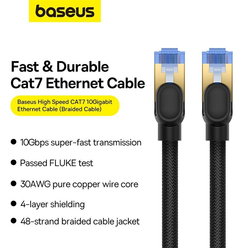 Other Computer Accessory Baseus Baseus fast internet cable RJ45 cat.7 10Gbps 5m braided black