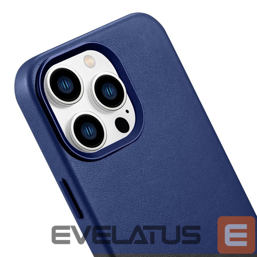 Aizmugurējais vāciņš iCarer iCarer Case Leather Cover Genuine Leather Case for iPhone 14 Pro Max blue (WMI14220708-BU) (MagSafe compatible)