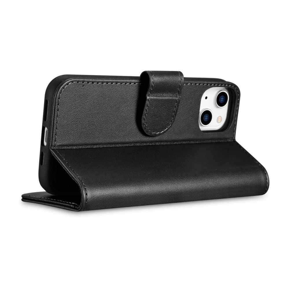Tagakaaned iCarer - iCarer Wallet Case 2in1 Cover iPhone 14 Plus Anti-RFID Leather Flip Case Black (WMI14220727-BK)