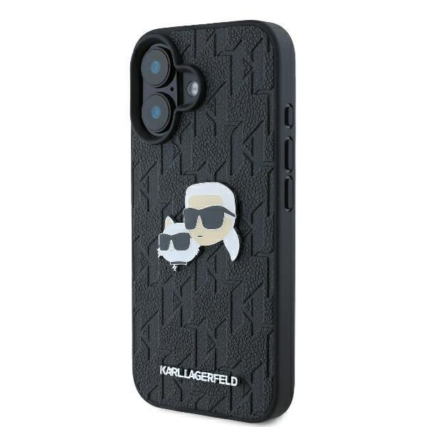 Other Phone Accessory Karl Lagerfeld Karl Lagerfeld Monogram Karl & Choupette Head Pin iPhone 16 Case - Black
