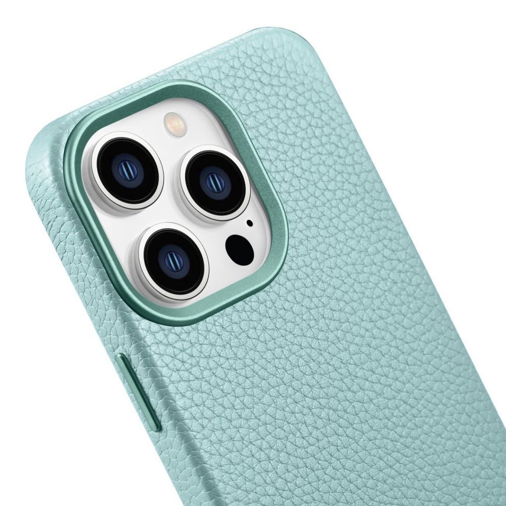 Back panel cover iCarer - iCarer Litchi Premium Leather Case iPhone 14 Pro Magnetic Leather Case with MagSafe Green (WMI14220710-GN)