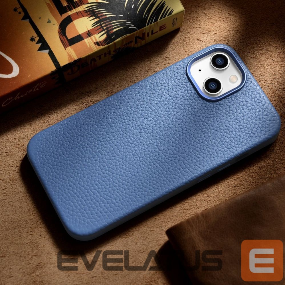 Tagakaaned iCarer iCarer Litchi Premium Leather Case iPhone 14 Magnetic Leather Case with MagSafe Light Blue (WMI14220709-LB)