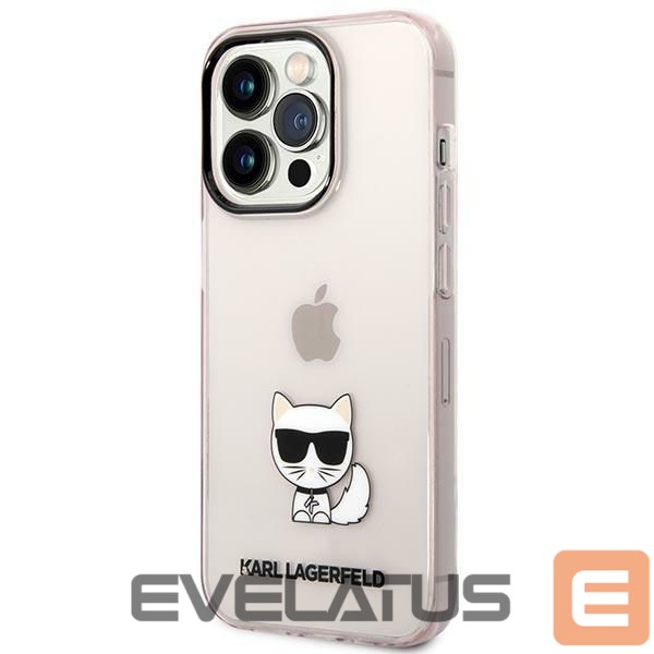 Back panel cover Karl Lagerfeld Karl Lagerfeld KLHCP14LCTTRI iPhone 14 Pro 6.1 "hardcase pink / pink Transparent Choupette Body
