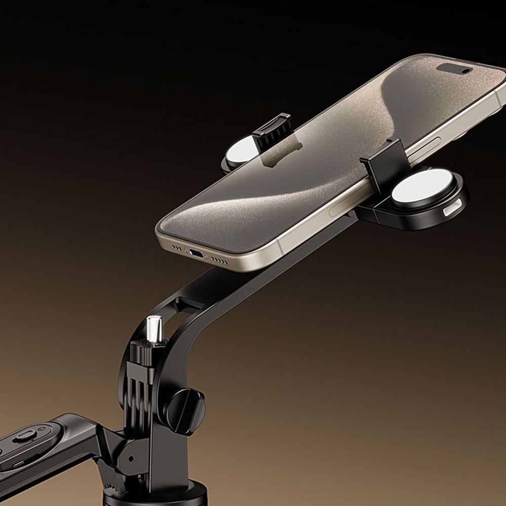 Camera accessory Hurtel Selfie stick WH181D-Y1S 1.75m aluminum alloy telescopic tripod with dual lamp and phone holder - black