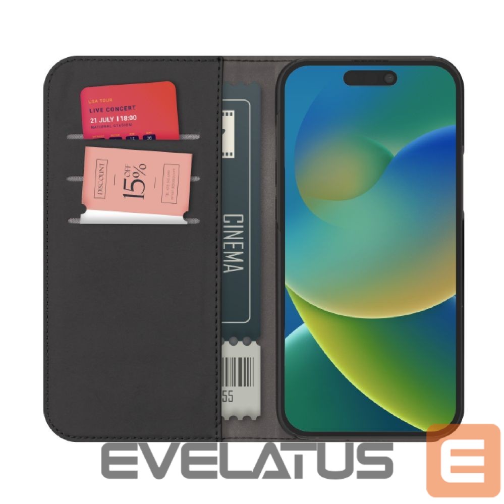 Tagakaaned Puro Puro Wallet Detachable MagSafe 2in1 PU Leather Case with Flap and Wallet for iPhone 15 - Black