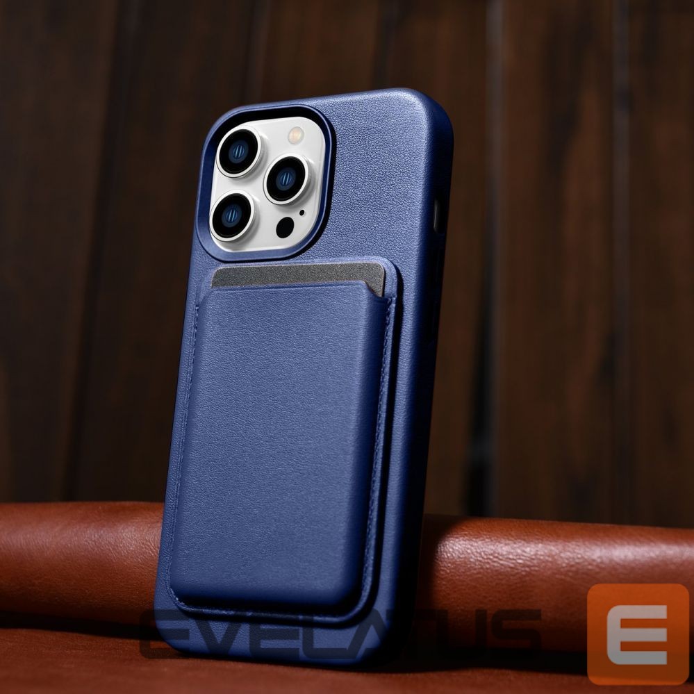 Aizmugurējais vāciņš iCarer iCarer Case Leather Cover Genuine Leather Case for iPhone 14 Pro Max blue (WMI14220708-BU) (MagSafe compatible)