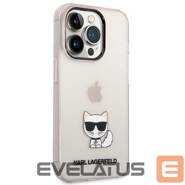 Back panel cover Karl Lagerfeld Karl Lagerfeld KLHCP14LCTTRI iPhone 14 Pro 6.1 "hardcase pink / pink Transparent Choupette Body