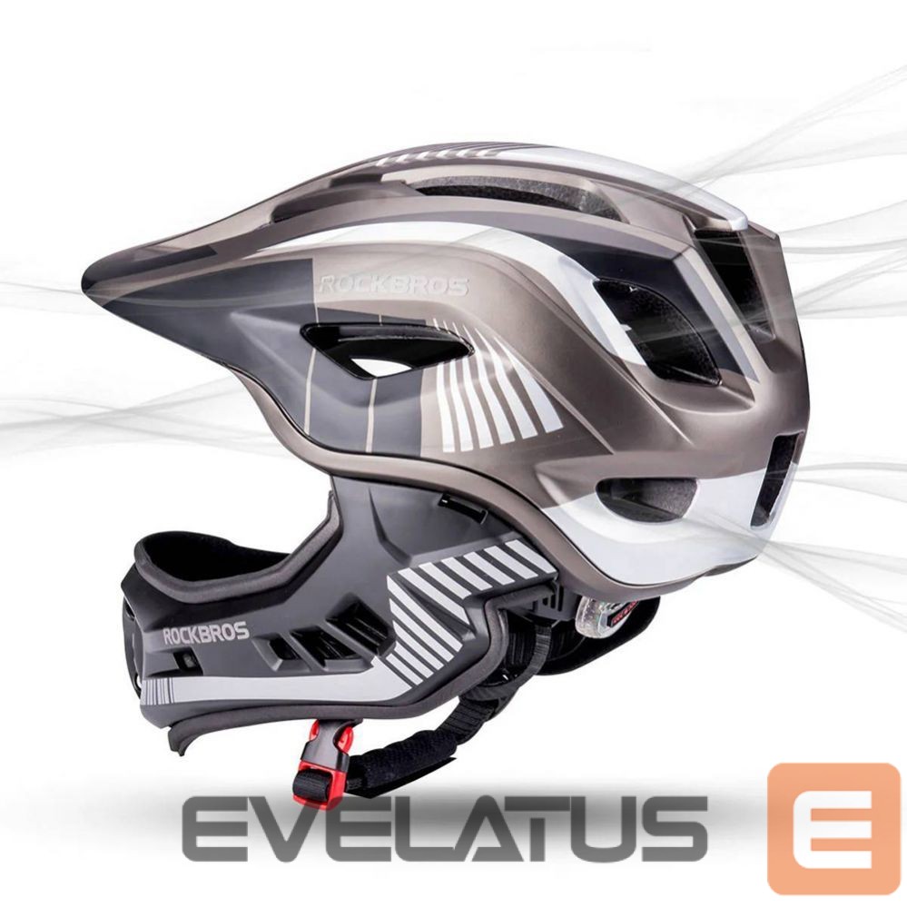 Bicycle accessory Rockbros Rockbros TT-32SBTG-S children's bicycle helmet with removable chinbar, size S - gray