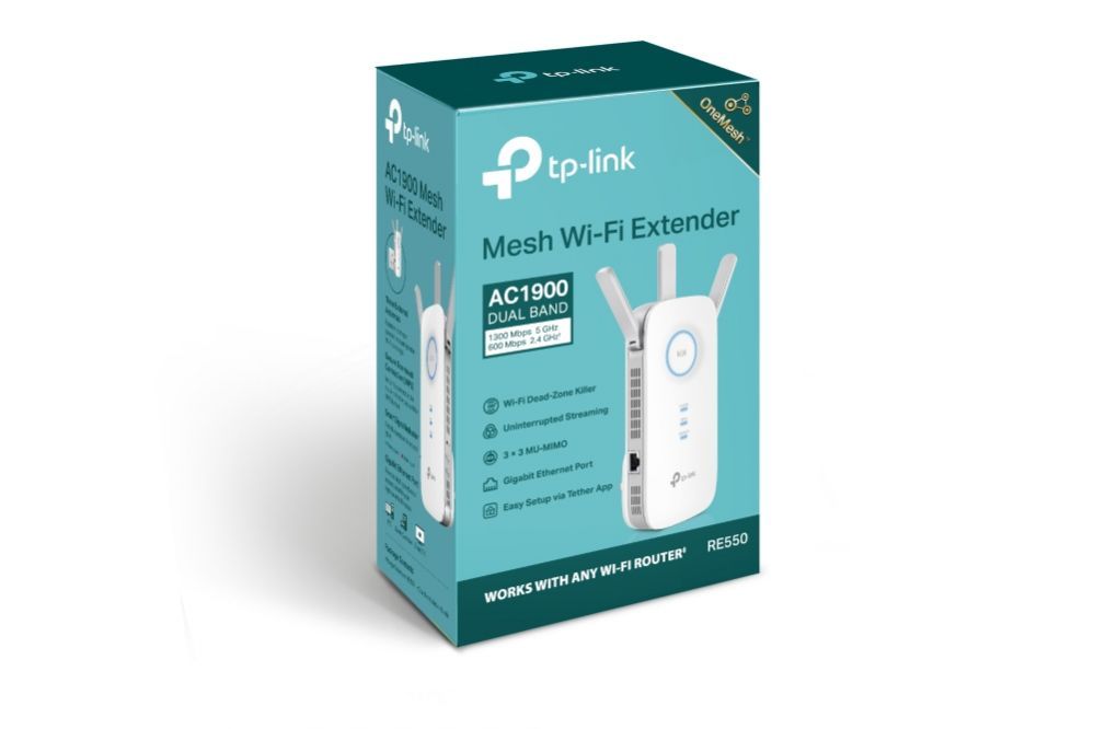 Ruuterid TP-Link AC1900 Wi-Fi Range Extender RE550 802.11ac, 2GHz/5GHz, 600+1300 Mbit/s, 10/100/1000 Mbit/s, Ethernet LAN (RJ-45) ports 1, no PoE, Antenna type 3xExternal
