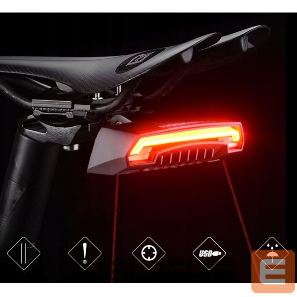 Jalgratta tarvik Rockbros Rockbros LKWD-R1 Rear Bike Light with Laser and Remote Control + Micro USB - USB-A Cable - Black