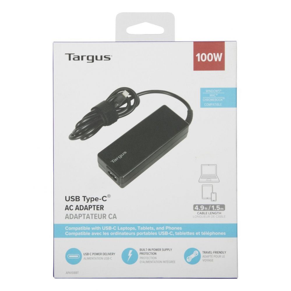 Kontroller Targus | 100 W USB-C PD Charger - For Laptops or Power Pass-Thru Docks | APA108EU