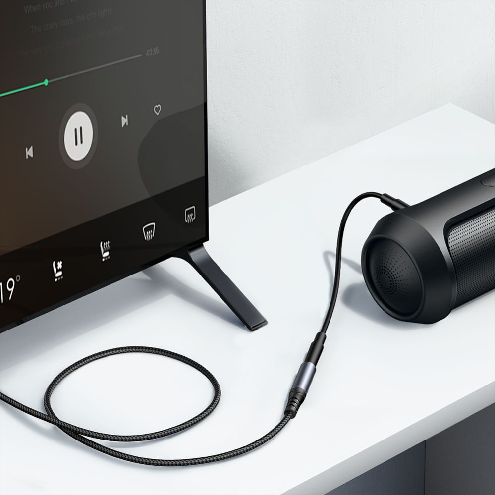 Üleminek Joyroom Joyroom stereo audio cable AUX 3.5 mm mini jack (male) - mini jack (female) 1.2 m black (SY-A09)