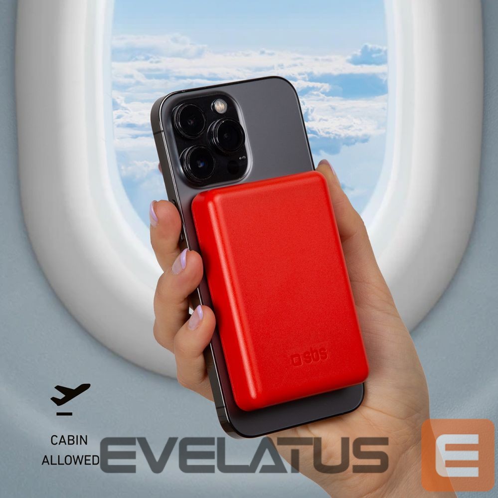 Väline aku SBS Powerbank SBS TEBB5000MAG1CR 5000 mAh compatible with MagSafe - red