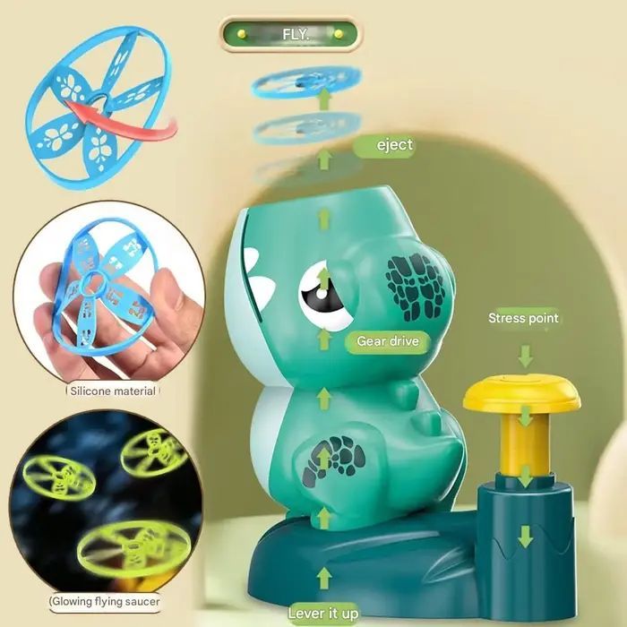 игрушки Kiddyz KT1 Dino Flying disc Catapult launcher toy with x2 Rockets