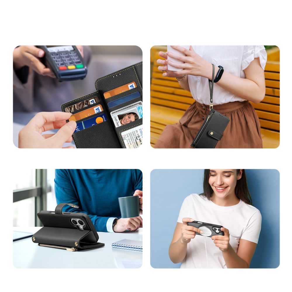 Back panel cover Dux Ducis Dux Ducis Lawa Leather Case for iPhone 16 - Black