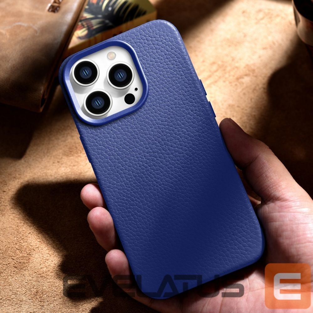 Tagakaaned iCarer iCarer Litchi Premium Leather Case iPhone 14 Pro Magnetic Leather Case with MagSafe Dark Blue (WMI14220710-DB)