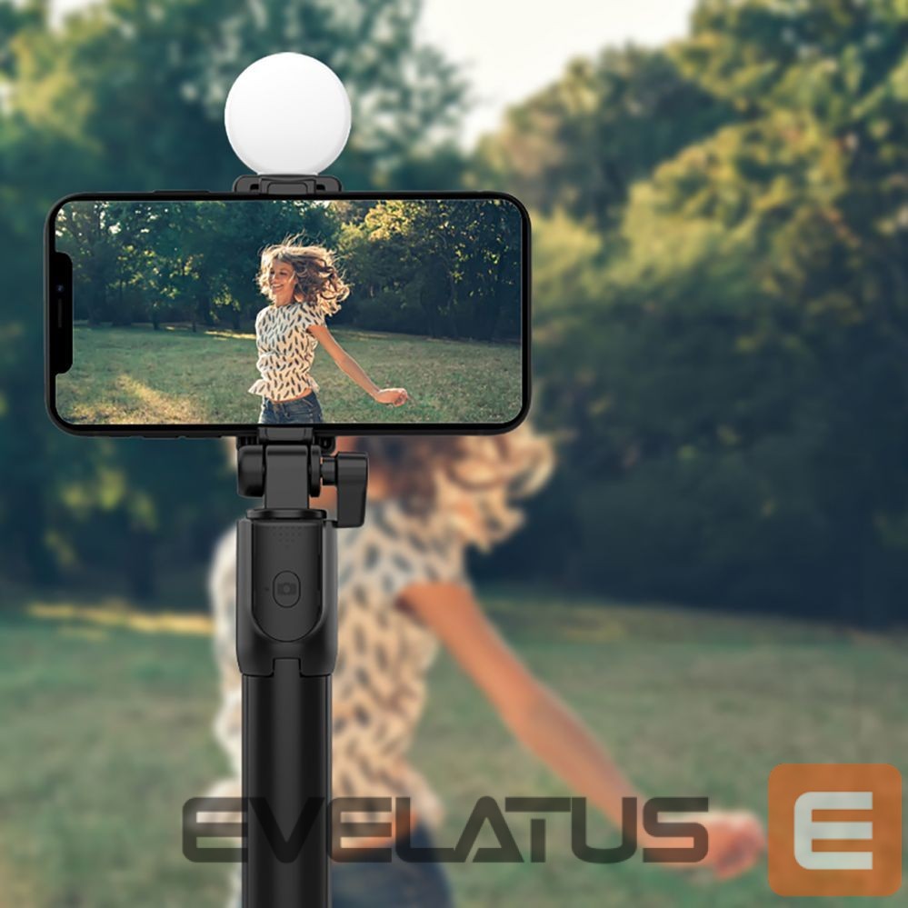 Kaameratarvik Hurtel Selfie stick WR1YXS telescopic tripod 0.71m with round lamp - black