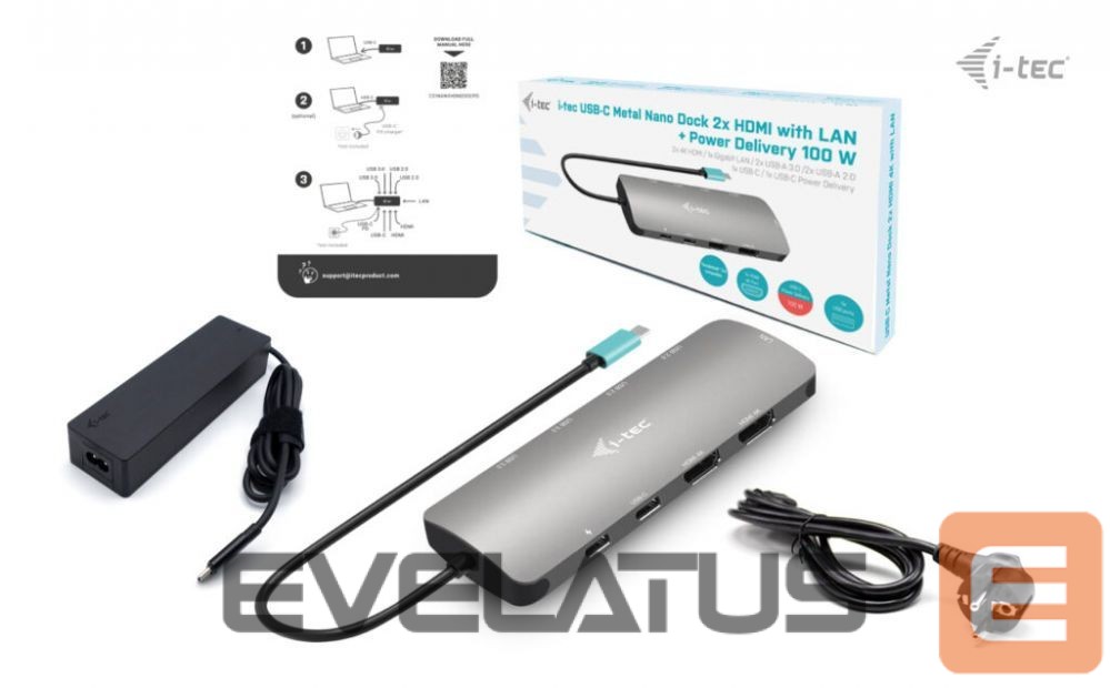 Аксессуары для компьютерной техники I-TEC I-TEC USB-C Metal Nano Dock 2x HDMI + PD