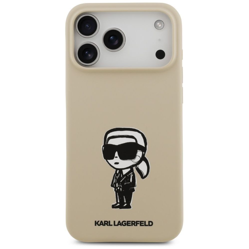 Tagakaaned Karl Lagerfeld Apple iPhone 17 Pro Max MagSafe case compatible Silicone W/ KL Sketch & Logo Brown