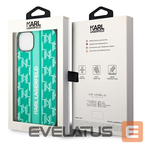Aizmugurējais vāciņš Karl Lagerfeld Karl Lagerfeld KLHCP14SPGKLSKN iPhone 14 6.1 "hardcase green / green Monogram Stripe