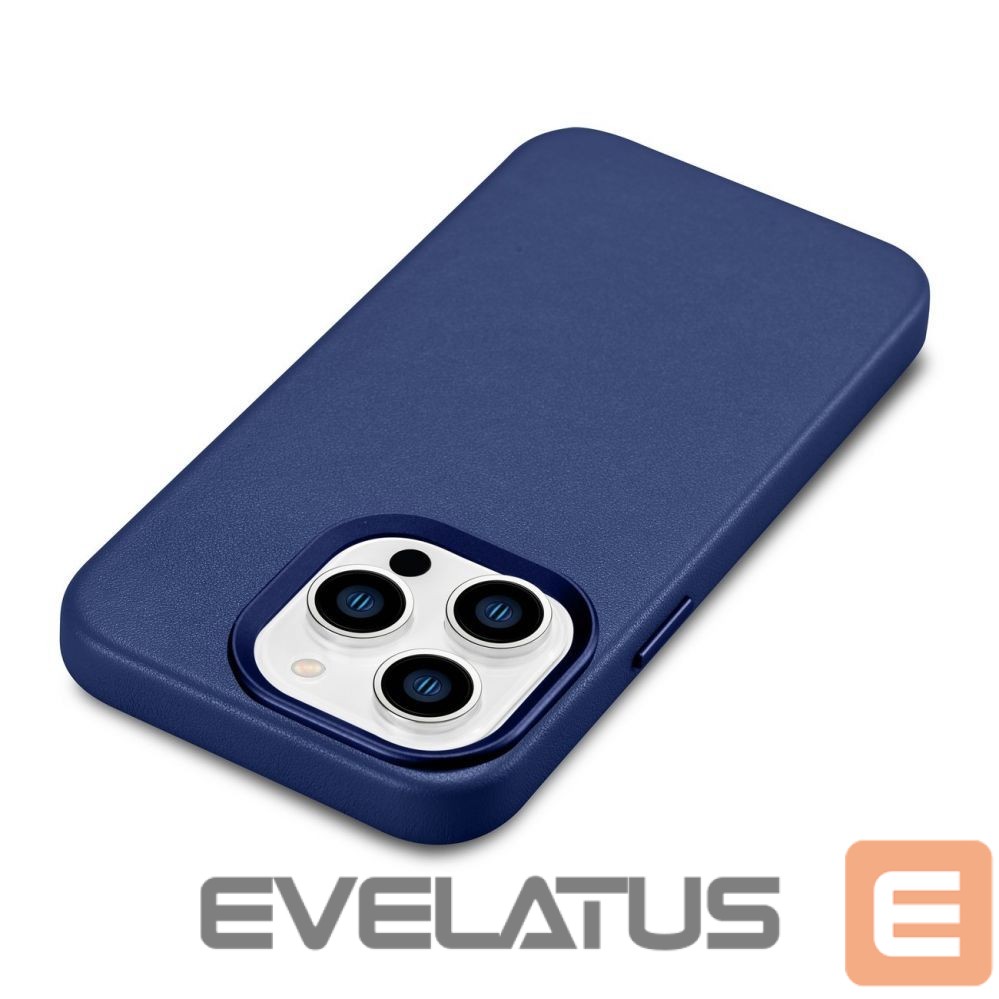 Aizmugurējais vāciņš iCarer iCarer Case Leather Cover Genuine Leather Case for iPhone 14 Pro Max blue (WMI14220708-BU) (MagSafe compatible)
