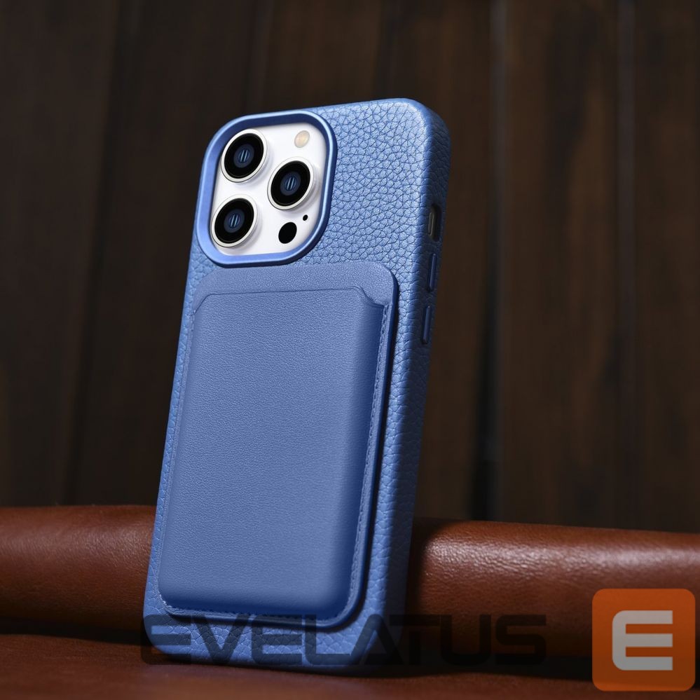 Tagakaaned iCarer iCarer Litchi Premium Leather Case iPhone 14 Pro Magnetic Leather Case with MagSafe Light Blue (WMI14220710-LB)