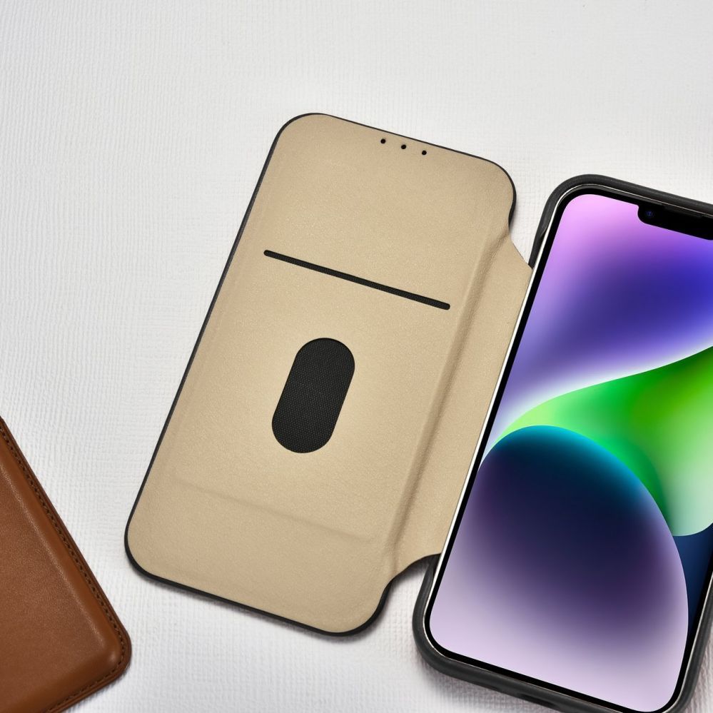 Tagakaaned iCarer iCarer CE Premium Leather Folio Case iPhone 14 Plus Magnetic Flip Leather Folio Case MagSafe black (WMI14220715-BK)