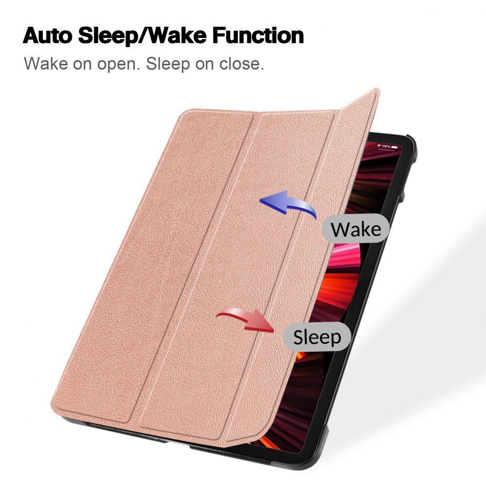 Book case iLike iPad 10.2 Tri-Fold Eco-Leather Stand Case Rose Gold