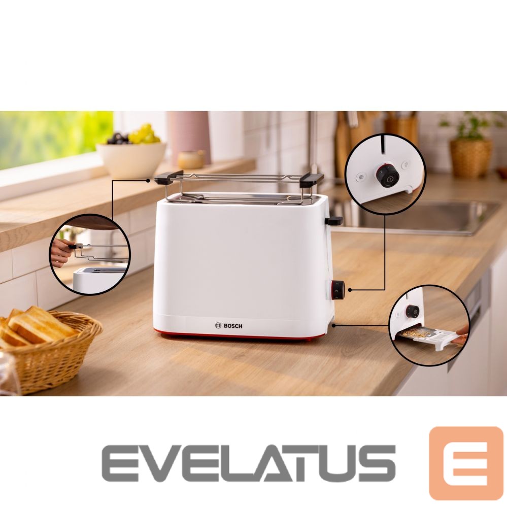 Röster Bosch Compact Toaster | TAT3M121 MyMoment | Number of slots 2 | Housing material Plastic | White