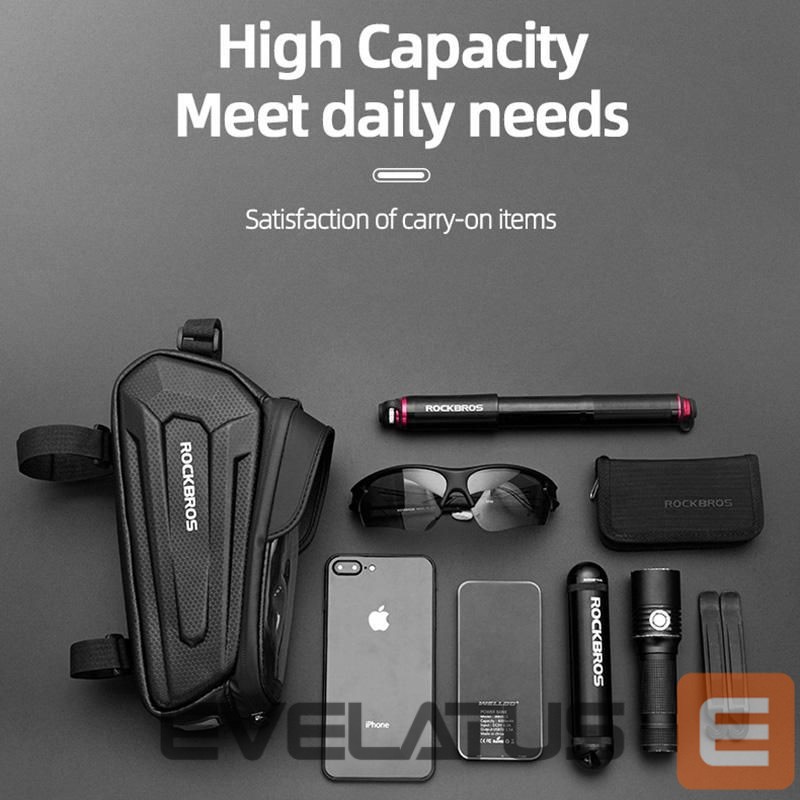 Bicycle accessory Rockbros Rockbros B68 bicycle bag for armored frame with phone pocket and cover 1.7l - black