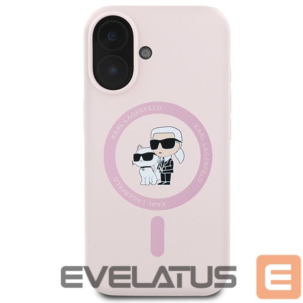 Tagakaaned Karl Lagerfeld Karl Lagerfeld Silicone Karl&Choupette Heads Ring MagSafe iPhone 16 Case - Pink