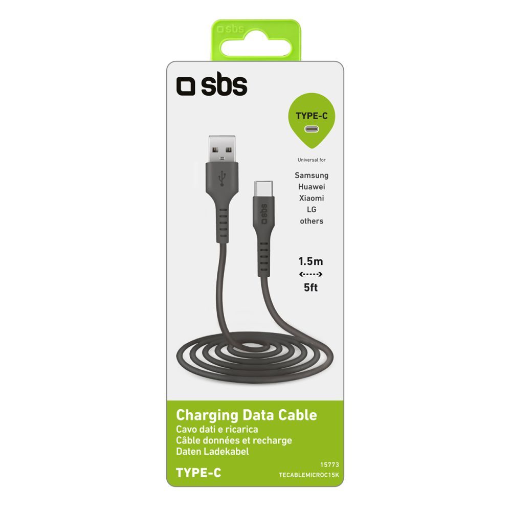 Kabelis SBS SBS TECABLEMICROC15K USB-A - USB-C Cable 1.5m - Black
