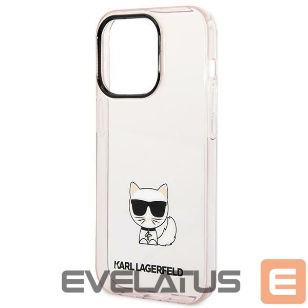 Back panel cover Karl Lagerfeld Karl Lagerfeld KLHCP14LCTTRI iPhone 14 Pro 6.1 "hardcase pink / pink Transparent Choupette Body