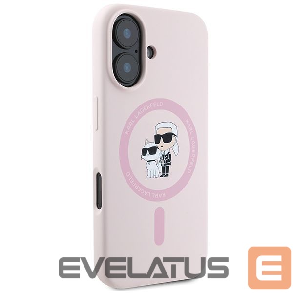 Tagakaaned Karl Lagerfeld Karl Lagerfeld Silicone Karl&Choupette Heads Ring MagSafe iPhone 16 Case - Pink