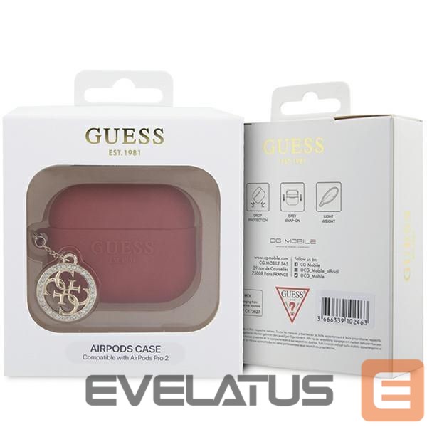 Juhtmevabad kõrvaklapid Guess Guess GUAP23DSLGHDF AirPods Pro 2 cover red 3D Rubber 4G Diamond Charm