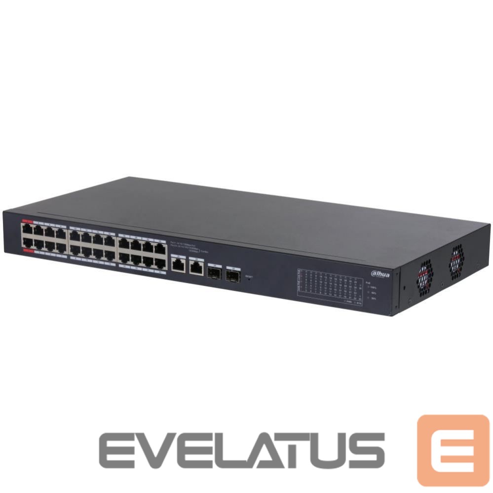 Võrgulülitid DAHUA Switch||CS4226-24ET-240|Desktop/pedestal|Rack 1U|24x10Base-T / 100Base-TX|2x10/100/1000BASE-T/SFP combo|2|26|PoE ports 24|240 Watts|CS4226-24ET-240