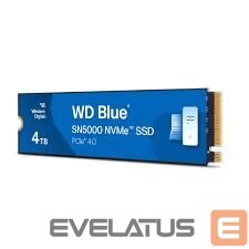 Kietasis diskas SDD Western Digital  SSD||Blue SN5000|4TB|M.2|PCIe Gen4|NVMe|Write speed 5000 MBytes/sec|Read speed 5500 MBytes/sec|2.38mm|TBW 1200 TB|WDS400T4B0E 