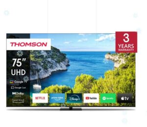 TV Thomson  TV Set||75"|4K/Smart|3840x2160|Wireless LAN|Bluetooth|Google TV|Black|75UG5C14 