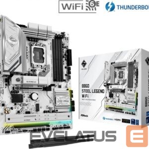 Intel protsessori emaplaat Asrock  Mainboard||Intel B860 Express|LGA1851|ATX|Memory DDR5|Memory slots 4|1xPCI-Express 4.0 16x|1xPCI-Express 5.0 16x|1xM.2|1xHDMI|1xDisplayPort|1xAudio-Out|1xMicrophone|3xUSB 2.0|6xUSB 3.2|1xUSB-C w/Thunderbolt|1xOptical S/PDIF|1xRJ45|B860STEELLEGENDWIFI 