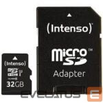 Kitas kompiuterio priedas Intenso  MEMORY MICRO SDHC 32GB C10/W/ADAPTER 3433480 